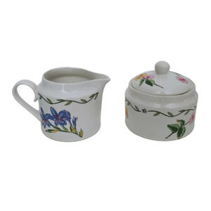 International  China Company Sugar and Creamer Set White/Multicolored Floral